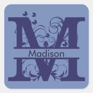 Madison Monogram Vlinderbloemigen Vierkante Sticker