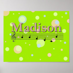 Madison Muzikale Naam Peuterkamer Poster
