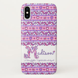 Madison naam betekent harten doodles iphone iPhone x hoesje