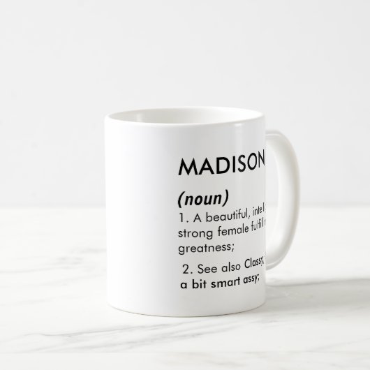Madison name, Editable name, Custom name Koffiemok (Voorkant rechts)