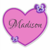 Madison Name Logo met Pansies, Sticker (Voorkant)