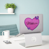 Madison Name Logo met Pansies, Sticker (Laptop op bureau)