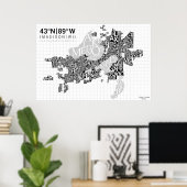 Madison Neighborhood Typography Map - B&W Poster (Thuiskantoor)