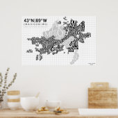 Madison Neighborhood Typography Map - B&W Poster (Keuken)