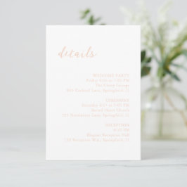 Madison Peach Elegant Wedding Informatiekaartje