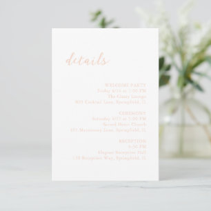 Madison Peach Elegant Wedding Informatiekaartje