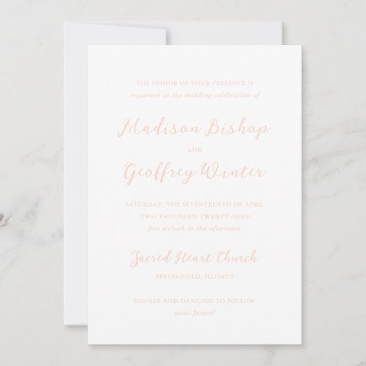 Madison Peach Elegant Wedding Kaart (Voorkant)