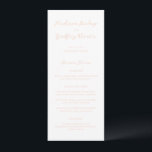 Madison Peach Elegant Wedding Menu<br><div class="desc">Klassieke stijl bruiloft menu's met een eenvoudige maar elegante ontwerp met uw namen in het script en uw gegevens in serif lettertypen.</div>