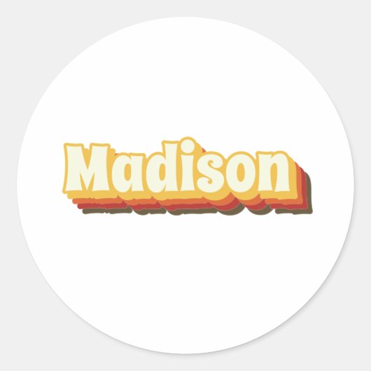 Madison Retro  tekst Ronde Sticker (Voorkant)