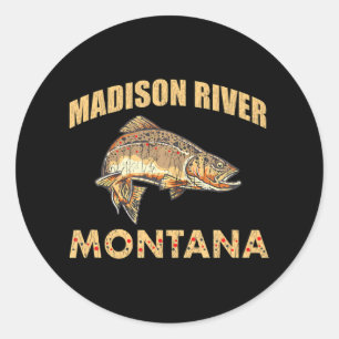 Madison River Montana Bruine forel Vlieg vissen Ronde Sticker