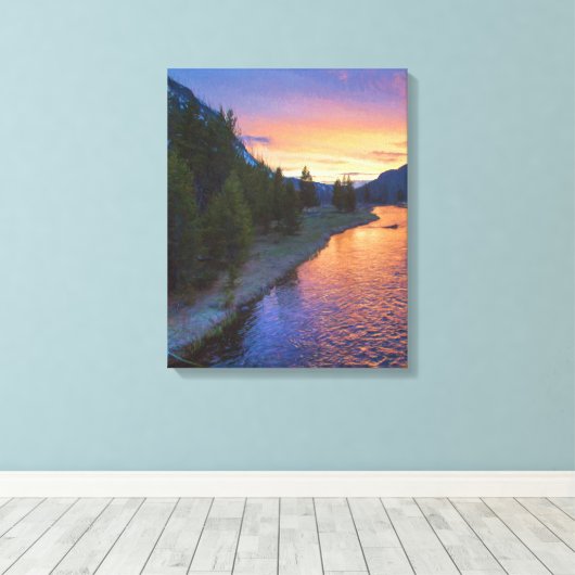 Madison River Sunset Canvas Afdruk (Insitu (Houten vloer))