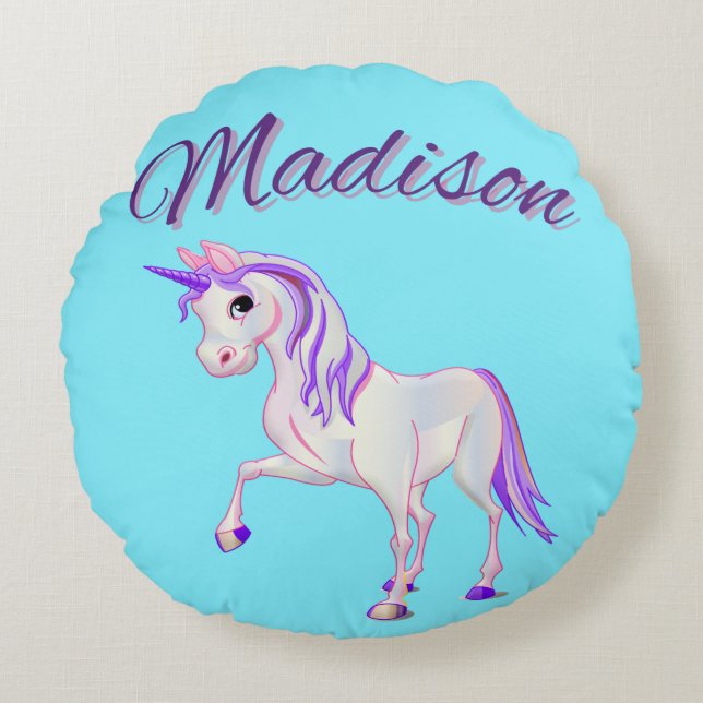 "Madison" Sierkussen voor gepersonaliseerde naam Rond Kussen (Voorkant)
