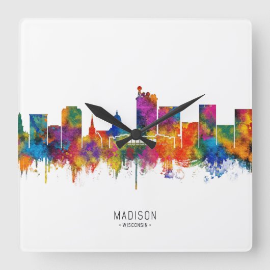 Madison USA Silhouet Vierkante Klok (Voorkant)