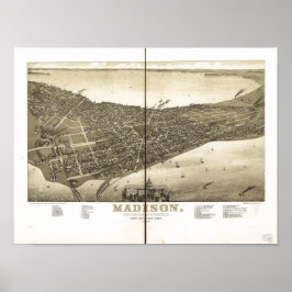Madison WI 1885 Antiek Panorama Poster