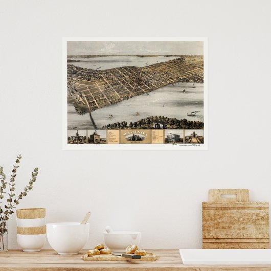 Madison, WI Panoramic Map - 1867 Poster (Keuken)