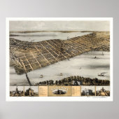 Madison, WI Panoramic Map - 1867 Poster (Voorkant)