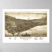 Madison, WI Panoramic Map - 1885b Poster (Voorkant)