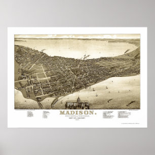Madison, WI Panoramic Map - 1885b Poster