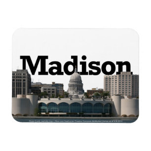 Madison WI Skyline met Madison in Sky Magneet