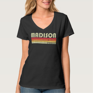 Madison Wi Wisconsin Funny City Home Roots Retro 8 T-shirt