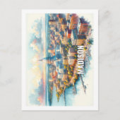 Madison Wisconsin Beroemde Reizen waterverf Briefkaart (Voorkant)
