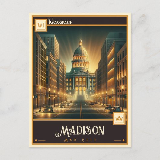 Madison, Wisconsin |  Briefkaart (Voorkant)