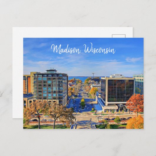 Madison, Wisconsin Briefkaart Sky Uitzicht (Voorkant / Achterkant)