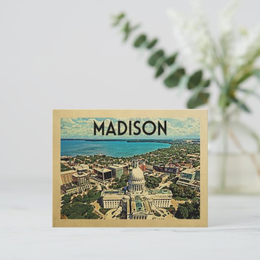 Madison Wisconsin Briefkaart Vintage Travel (Staand voorkant)