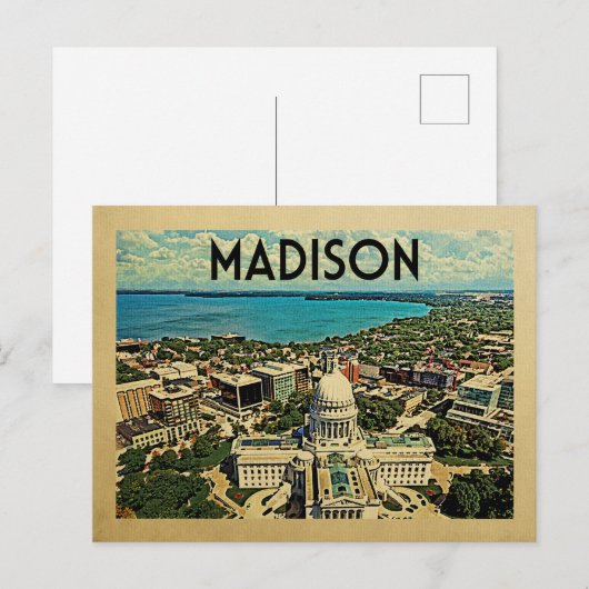 Madison Wisconsin Briefkaart Vintage Travel (Voorkant / Achterkant)