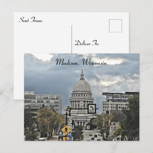 Madison, Wisconsin Capitol Building Briefkaart (Voorkant / Achterkant)