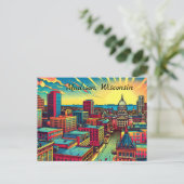 Madison, Wisconsin City Skyline bij zonsondergang Briefkaart (Staand voorkant)