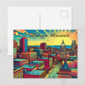 Madison, Wisconsin City Skyline bij zonsondergang Briefkaart (Voorkant / Achterkant)