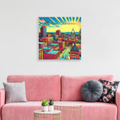 Madison, Wisconsin City Skyline bij zonsondergang Canvas Afdruk (Insitu (Woonkamer))