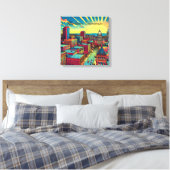 Madison, Wisconsin City Skyline bij zonsondergang Canvas Afdruk (Insitu (Slaapkamer))