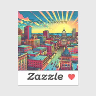 Madison, Wisconsin City Skyline bij zonsondergang Sticker