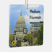 Madison, Wisconsin City View Capitol Building Keramisch Ornament (Rechts)