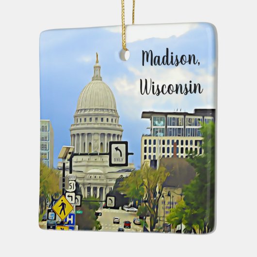 Madison, Wisconsin City View Capitol Building Keramisch Ornament (Links)