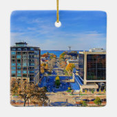 Madison, Wisconsin City View Capitol Building Keramisch Ornament (Achterkant)