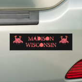 MADISON WISCONSIN EN PINK FLAMINGOS BUMPERSTICKERS (Op auto)