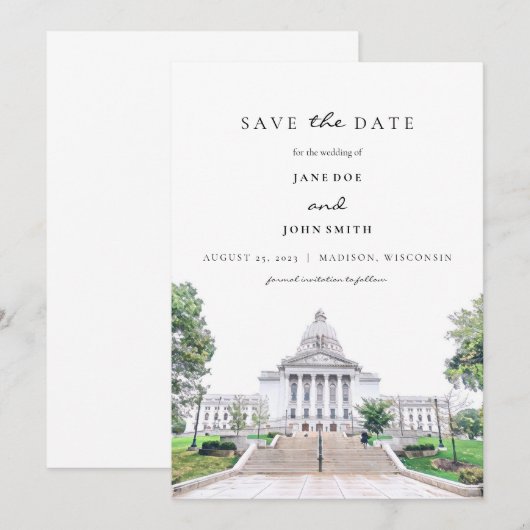 Madison Wisconsin flat Save the Date Kaart (Voorkant / Achterkant)