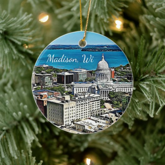 Madison, Wisconsin Fotografie kerstfeestdag Keramisch Ornament (Boom)
