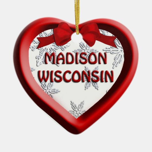 Madison Wisconsin Heart kerstversiering Keramisch Ornament (Voorkant)