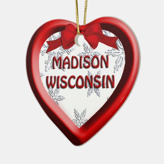 Madison Wisconsin Heart kerstversiering Keramisch Ornament (Links)