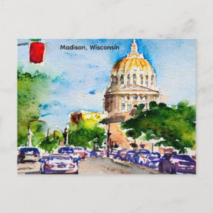 Madison, Wisconsin, het Capitool Vintage Briefkaart