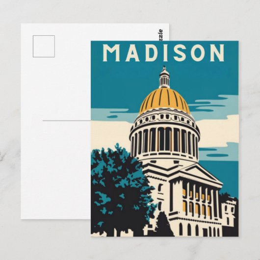 Madison, Wisconsin, het Capitool Vintage Briefkaart (Voorkant / Achterkant)