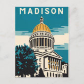 Madison, Wisconsin, het Capitool Vintage Briefkaart (Voorkant)