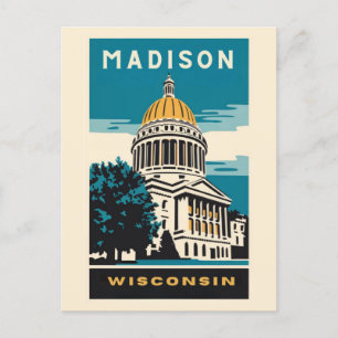 Madison, Wisconsin, het Capitool Vintage Briefkaart