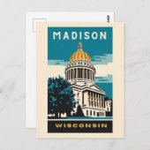 Madison, Wisconsin, het Capitool Vintage Briefkaart (Voorkant / Achterkant)