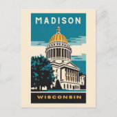 Madison, Wisconsin, het Capitool Vintage Briefkaart (Voorkant)