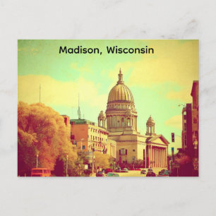 Madison, Wisconsin, het Capitool Vintage Briefkaart